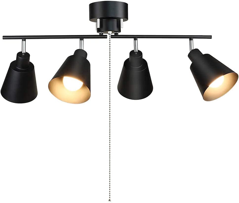 Depuley シーリングライト 4灯 レトロ オシャレ ペンダントライト スポットライト 吊り下げ 天井照明 調整自由 折り畳み可 口金E26 照明器具 ジッパースイッチ ひも付き 和室 洋室 リビング 台所 寝室 ダイニング 内玄関 (電球別売)